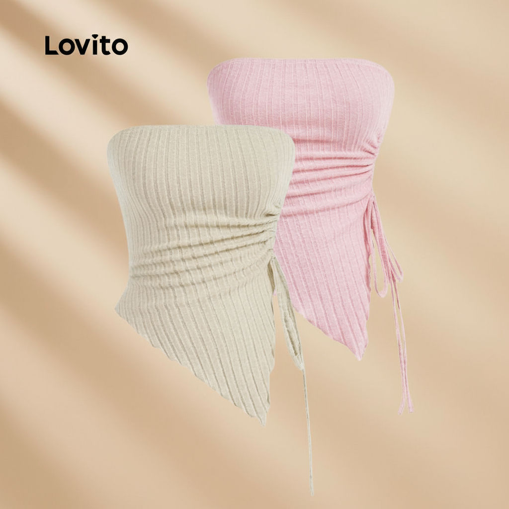 Lovito Top Casual Plissado Com Cadarço Texturizado Verão/Primavera Regata Para Mulheres L98AD053\2 em Oferta na Shopee