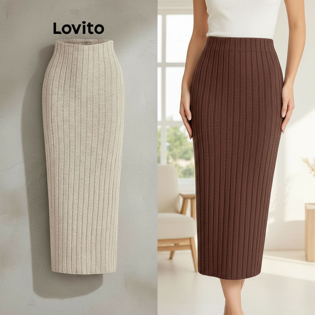Lovito Saias Femininas em Tecido Texturizado Liso para Ocasiões Casuais L73AD118 em Oferta na Shopee