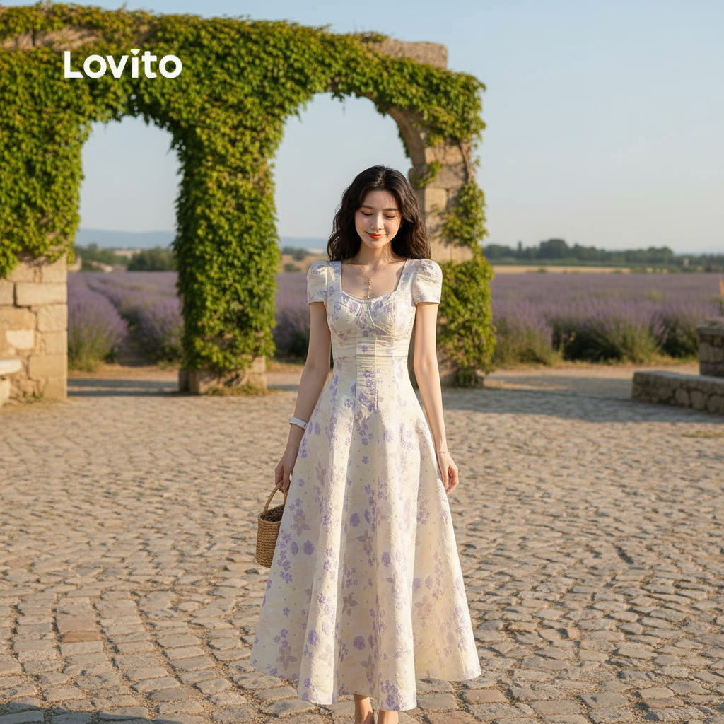 Lovito Vestido Feminino Elegante De Natal, Zíper, Toque Macio, Primavera/Verão L145LD065 em Oferta na Shopee