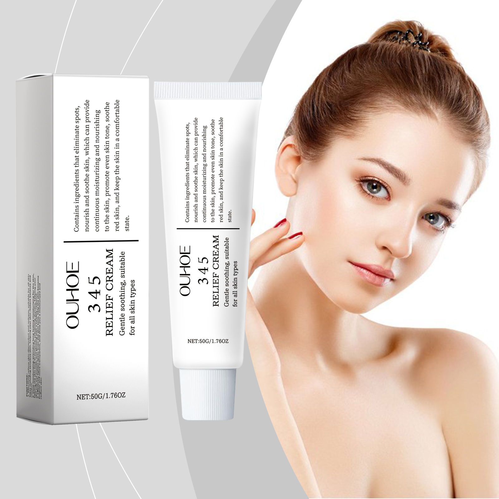 Ouhoe 345 Creme de Alívio Hidratante Suave para o Rosto, Hidrata, Nutre, Rejuvenesce, Amacia, Repara e Ilumina.