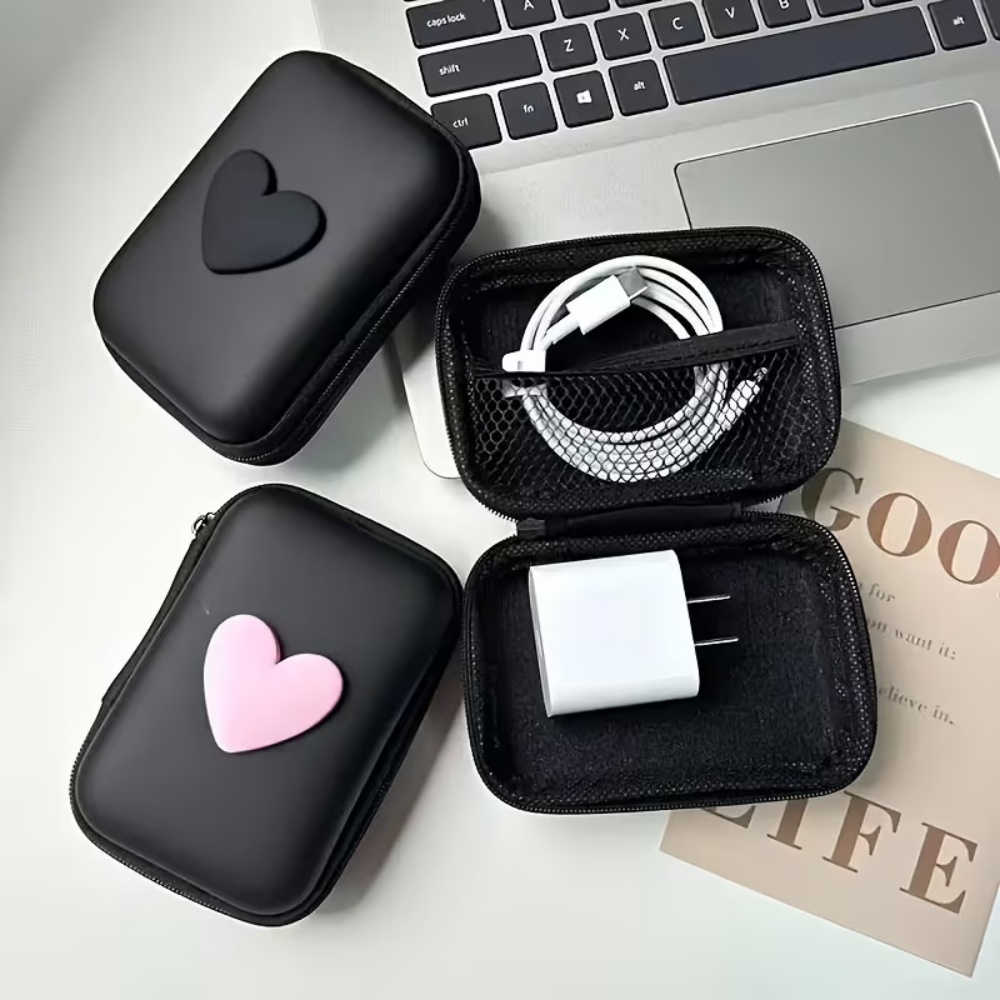 Bolsa organizadora portátil para eletrônicos - Case rígido de viagem para fones de ouvido, cabos de carregamento,