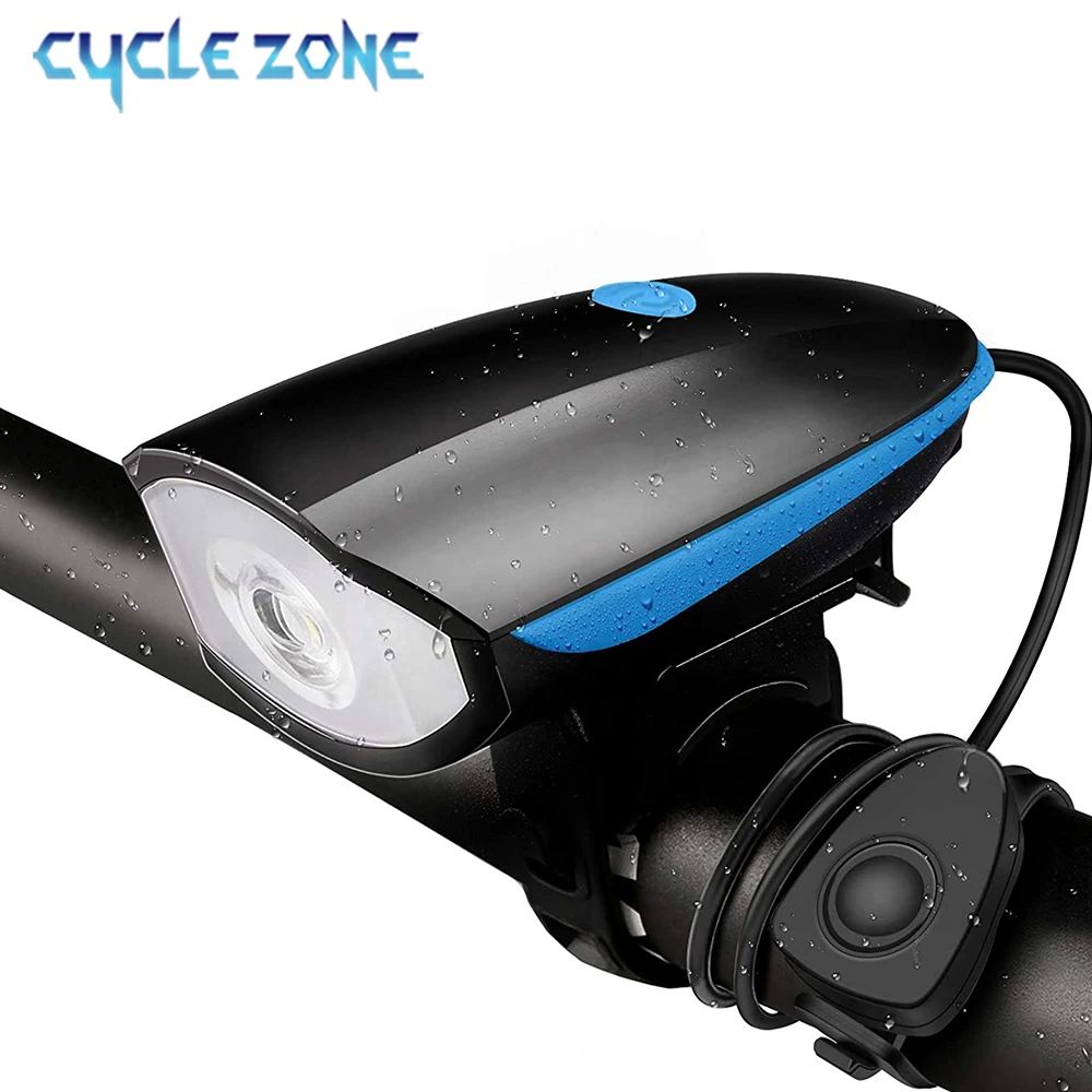 Luz Frontal de Bicicleta e Buzina Alta 120 DB, 3 Modes, Recarregável USB, à Prova d'Água, Acessório para Bicicleta de