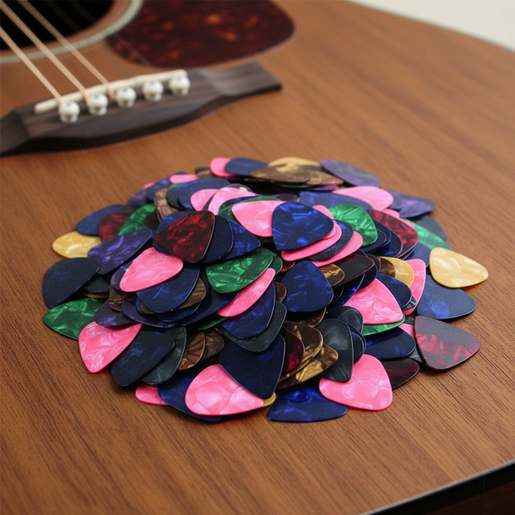  Conjunto de 100 Palhetas de Guitarra 0.46mm Celulóide Céu Estrelado Plectro para Guitarras Acústicas e Elétricas