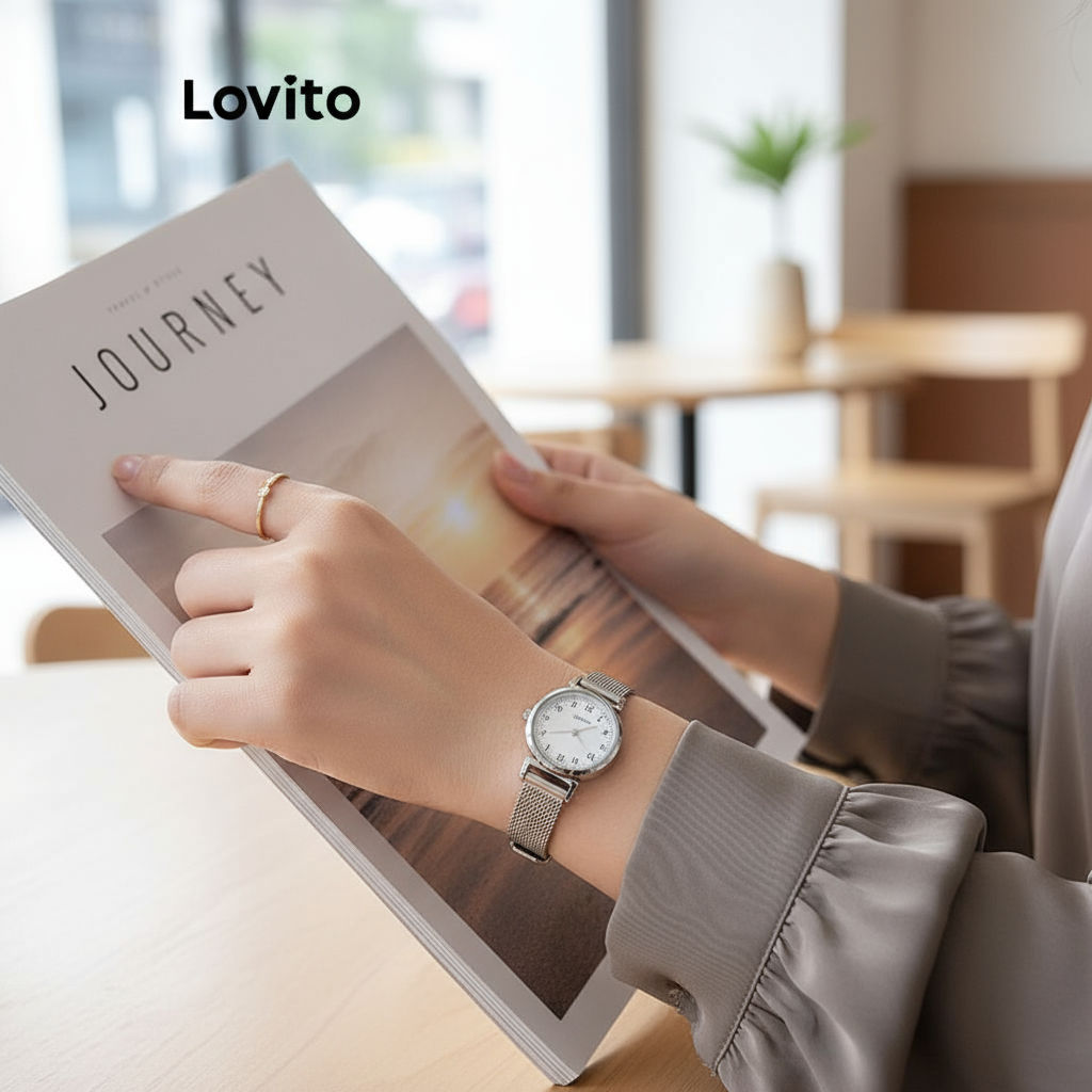 Lovito Relógio Feminino Quartzo Simples L69AD053 Cores Branco e Preto em Oferta na Shopee