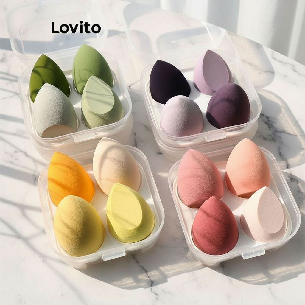 Lovito Conjunto de Acessórios de Maquiagem Feminina, Suave e Confortável, Fácil de Aplicar LBT01068