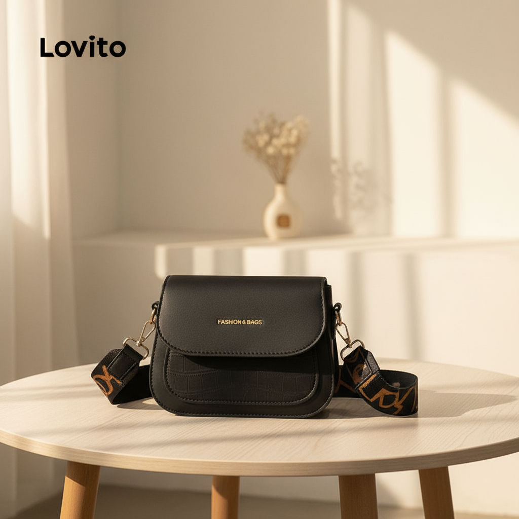 Lovito Bolsa de Ombro Pequena Colorblock com Letra para Verão Feminina LFA11383