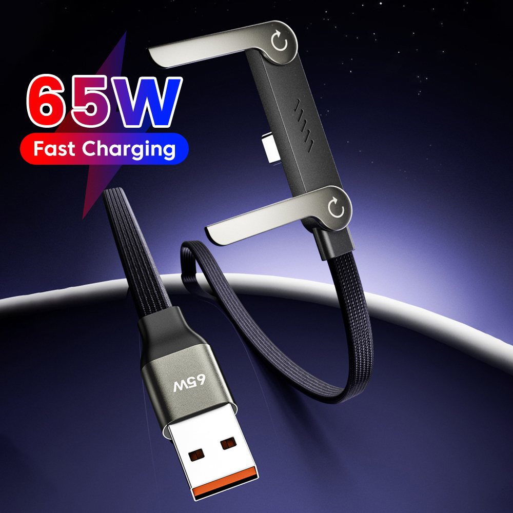 65W USB A Para Cabo De Carregamento Rápido C Com Suporte De Mesa Dobrável Telefone