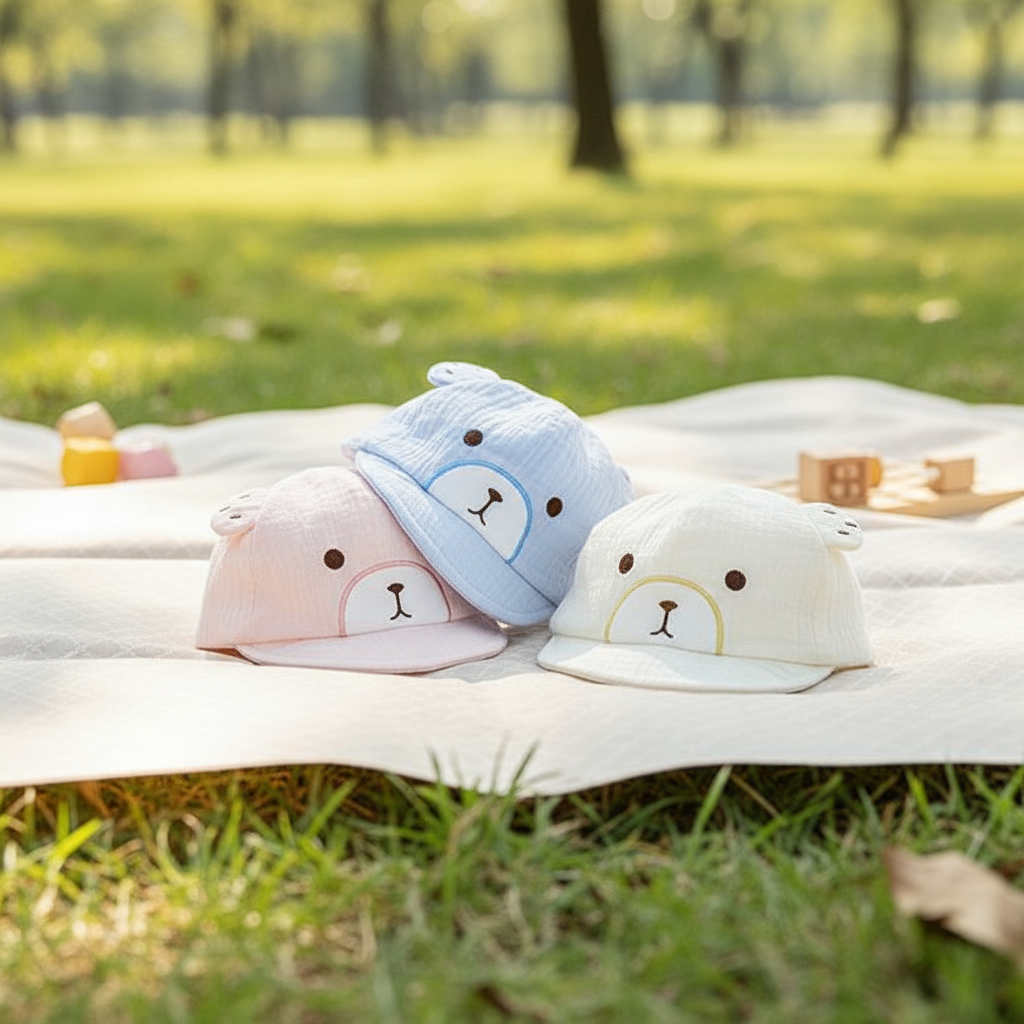  Chapéu de bebê de algodão para o outono e inverno, estilo bico de pato adorável, chapéu para sombrear, 0-3 meses