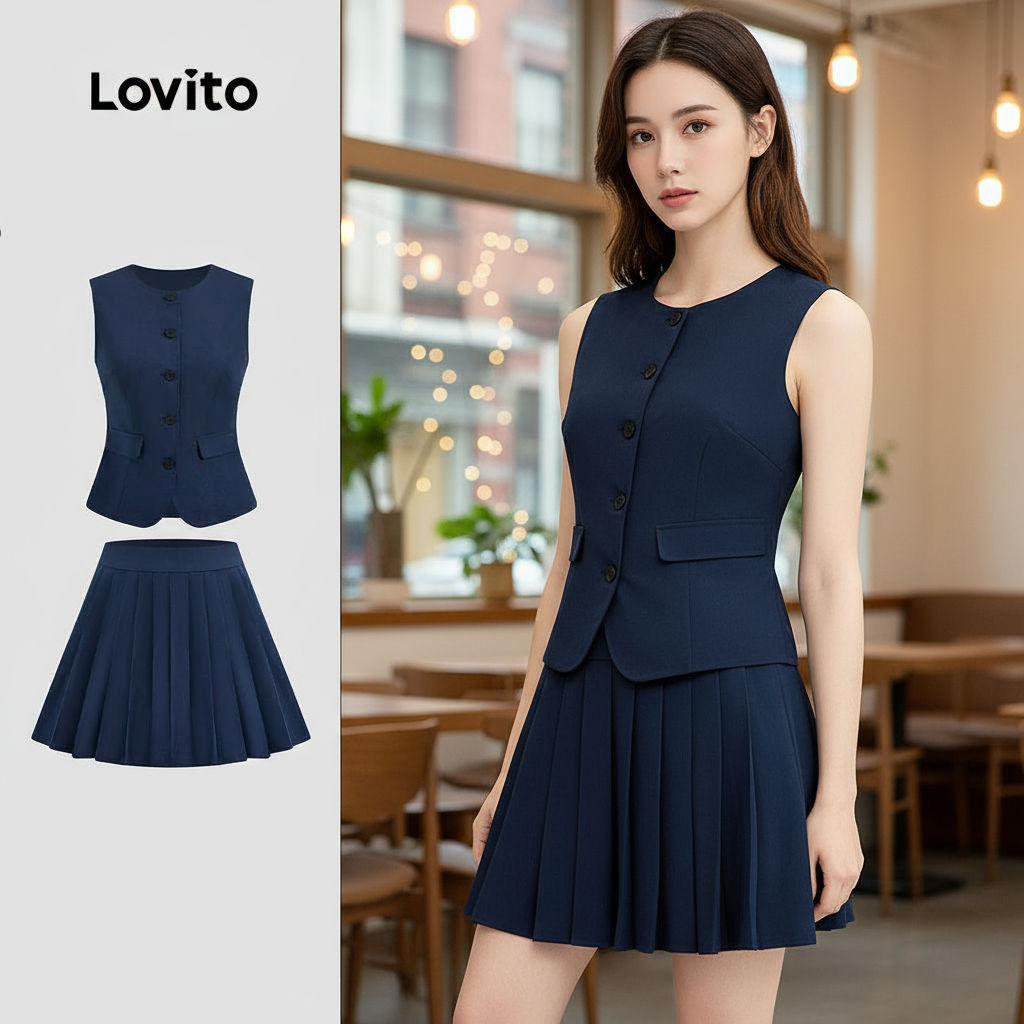 Lovito Tops ou Calças Casuais com Pregas para Primavera/verão para Mulheres L143ED254\5 em Oferta na Shopee