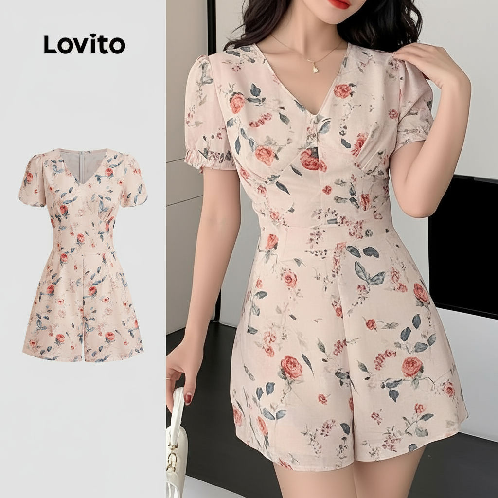 Lovito Macacão Boho com Zíper Macacão de Primavera/verão Suave e Aconchegante para mulheres L137ED071 em Oferta na Shopee