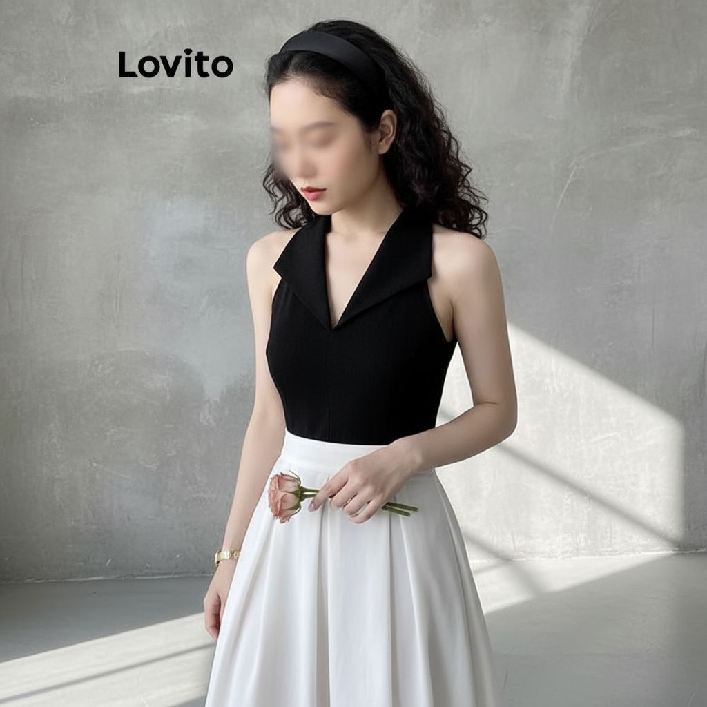 Lovito Regatinha Casual Lisa e Básica de Verão para Mulheres LNE33137 em Oferta na Shopee