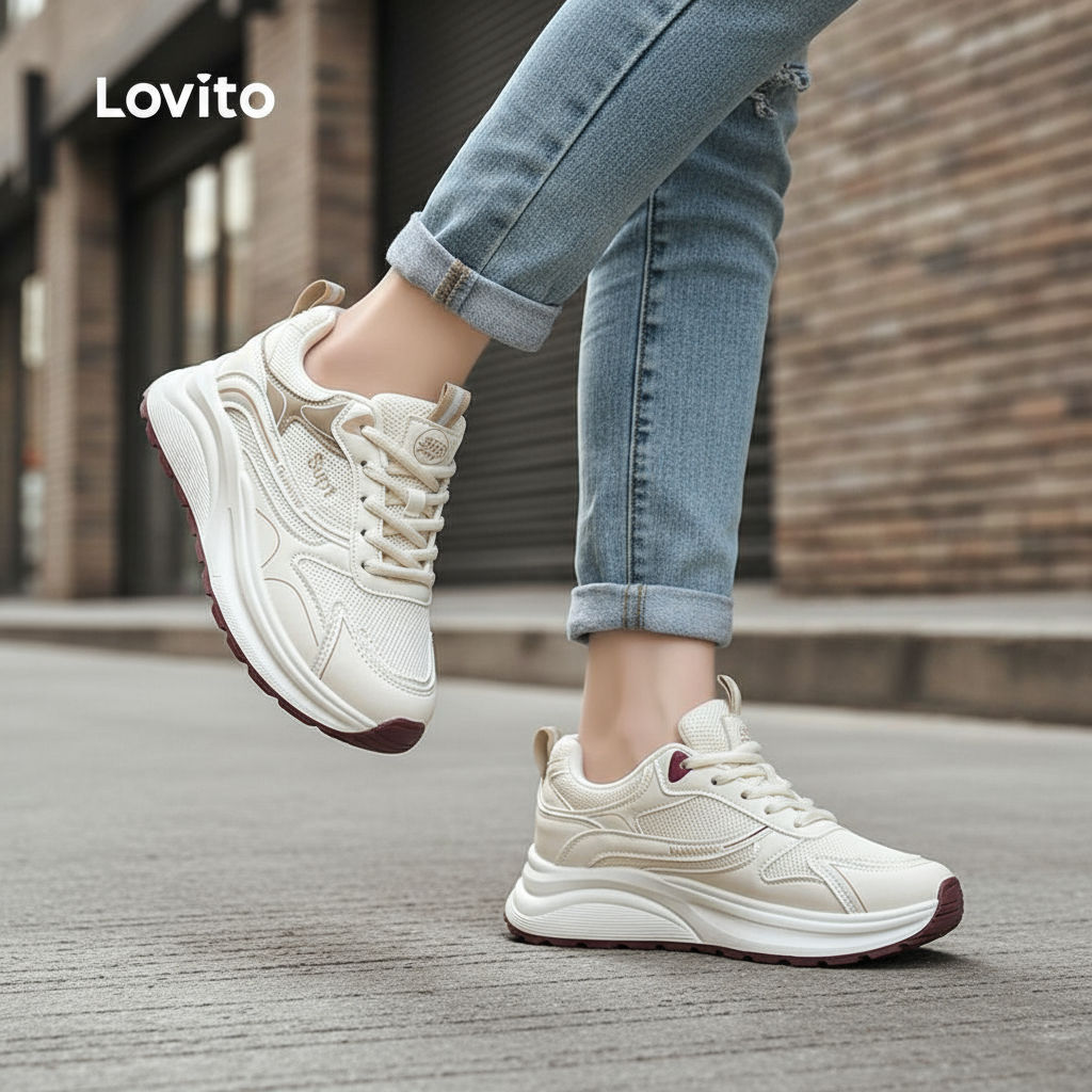 Lovito Tênis Esportivos Clássicos e Versáteis para O Deslocamento feminino LFA90223\5 em Oferta na Shopee