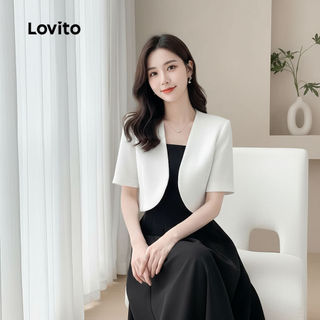 Lovito Elegante Blazer Simples Outono/inverno Blazer Branco para Mulheres L156AD182\3