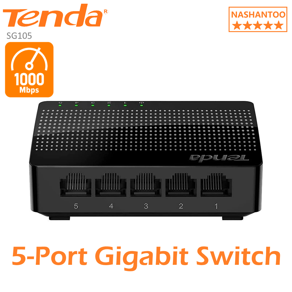 Tenda SG105 5Port Desktop Gigabit Swtich/Fast Ethernet forwarding Jogos Inteligentes Ininterruptos E Streaming De Vídeo