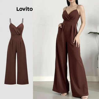 Lovito Macacão Feminino Casual Liso Plissado Verão L109MD682 em Oferta na Shopee