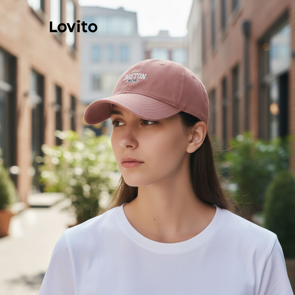 Boné Feminino Boston Casual com Letras Lovito LFA09617