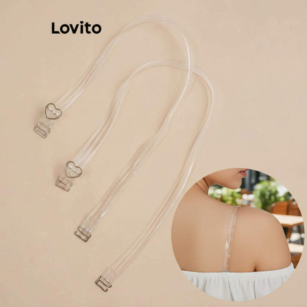 Lovito Acessórios de Lingerie Femininos Coração Transparente com Alça Ajustável L8LD006 em Oferta na Shopee