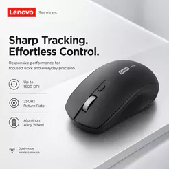 Mouse Sem Fio Empresarial Lenovo: Clique Silencioso, Design Ergonômico, 2.4G e Multi-Plataforma – Pilhas Não Inclusas