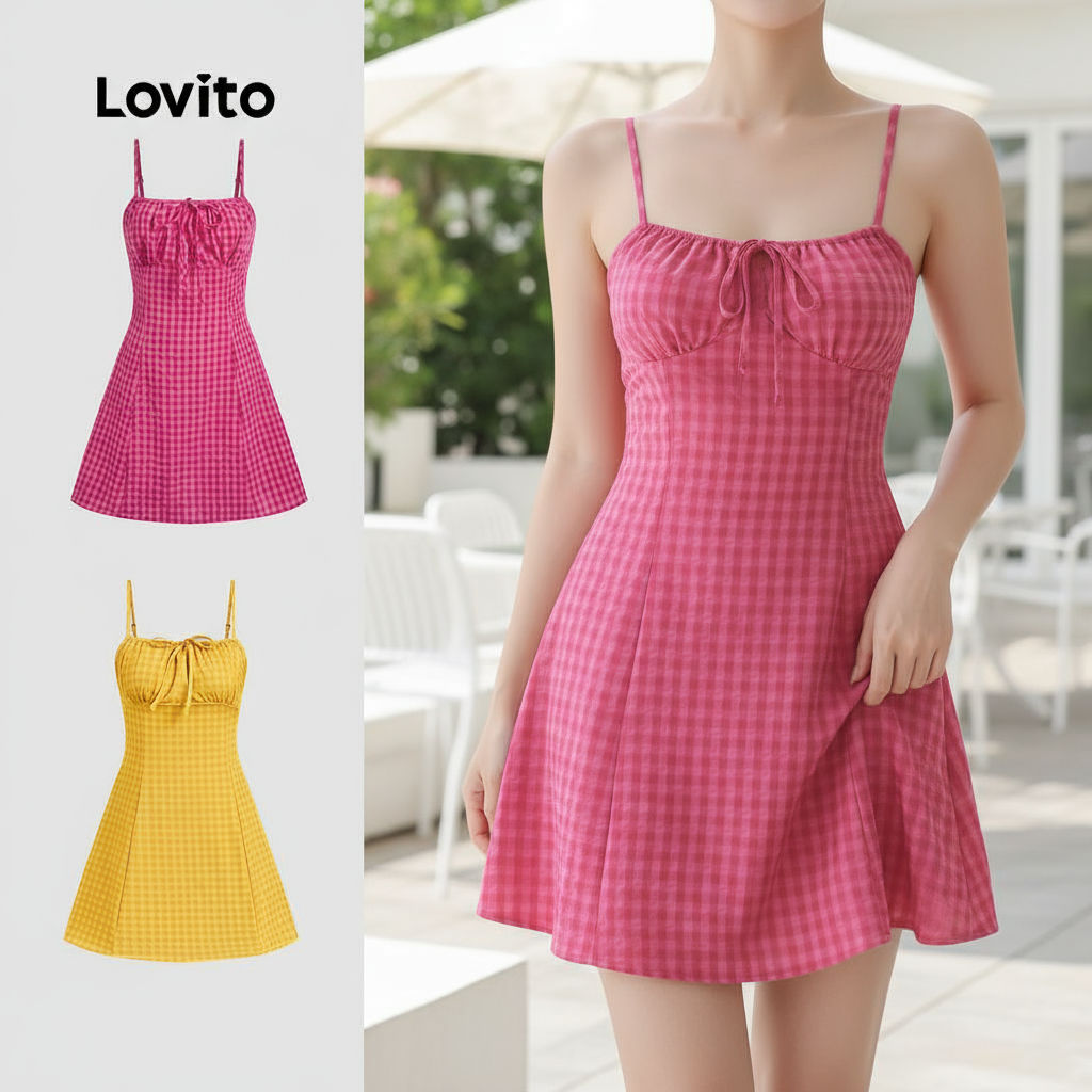 Lovito Vestido Boho em Renda com Zíper, Macio e Confortável, para Primavera/Verão, Vermelho Rosa, L137ED021 em Oferta na Shopee