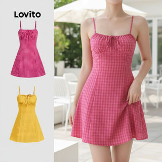Lovito Vestido Boho em Renda com Zíper, Macio e Confortável, para Primavera/Verão, Vermelho Rosa, L137ED021 em Oferta na Shopee