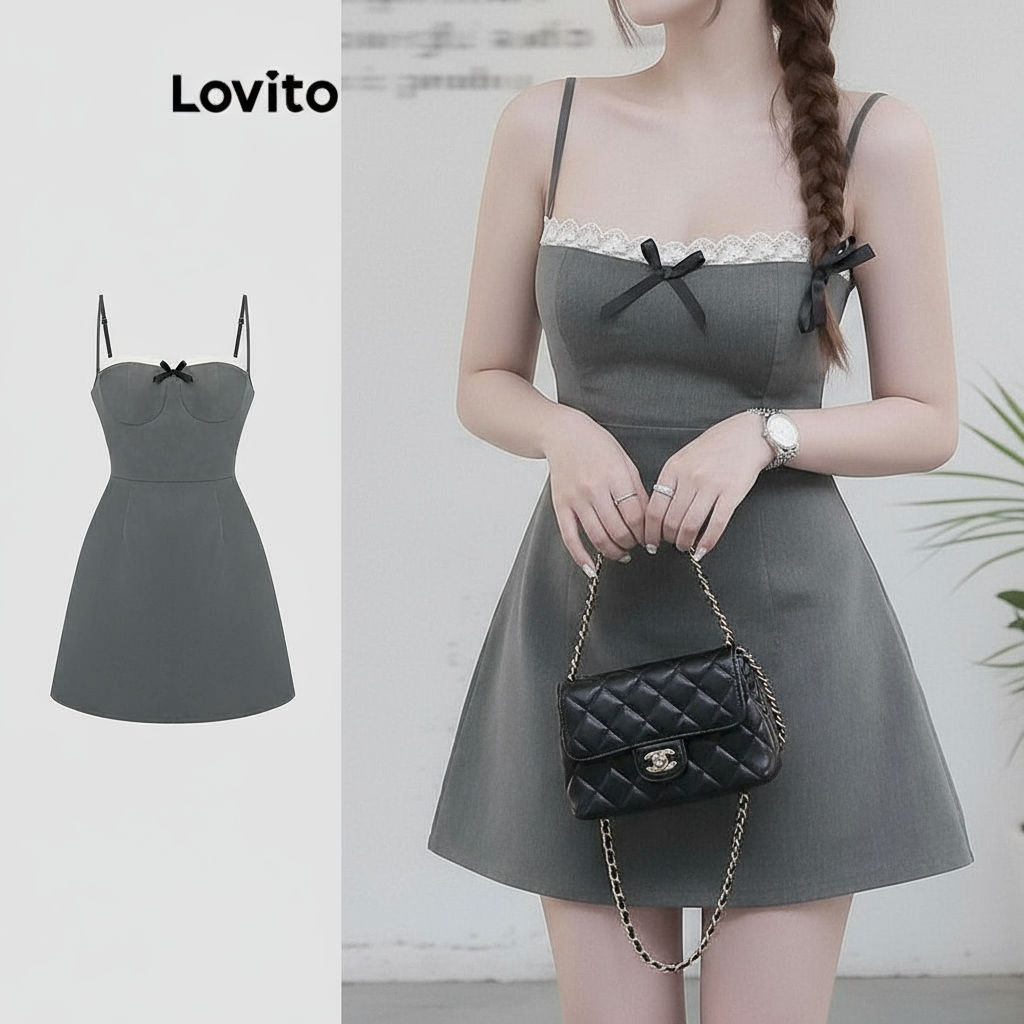 Lovito Vestido Feminino Simples com Bolso e Botão para Mulheres L114ADDR594\5 em Oferta na Shopee