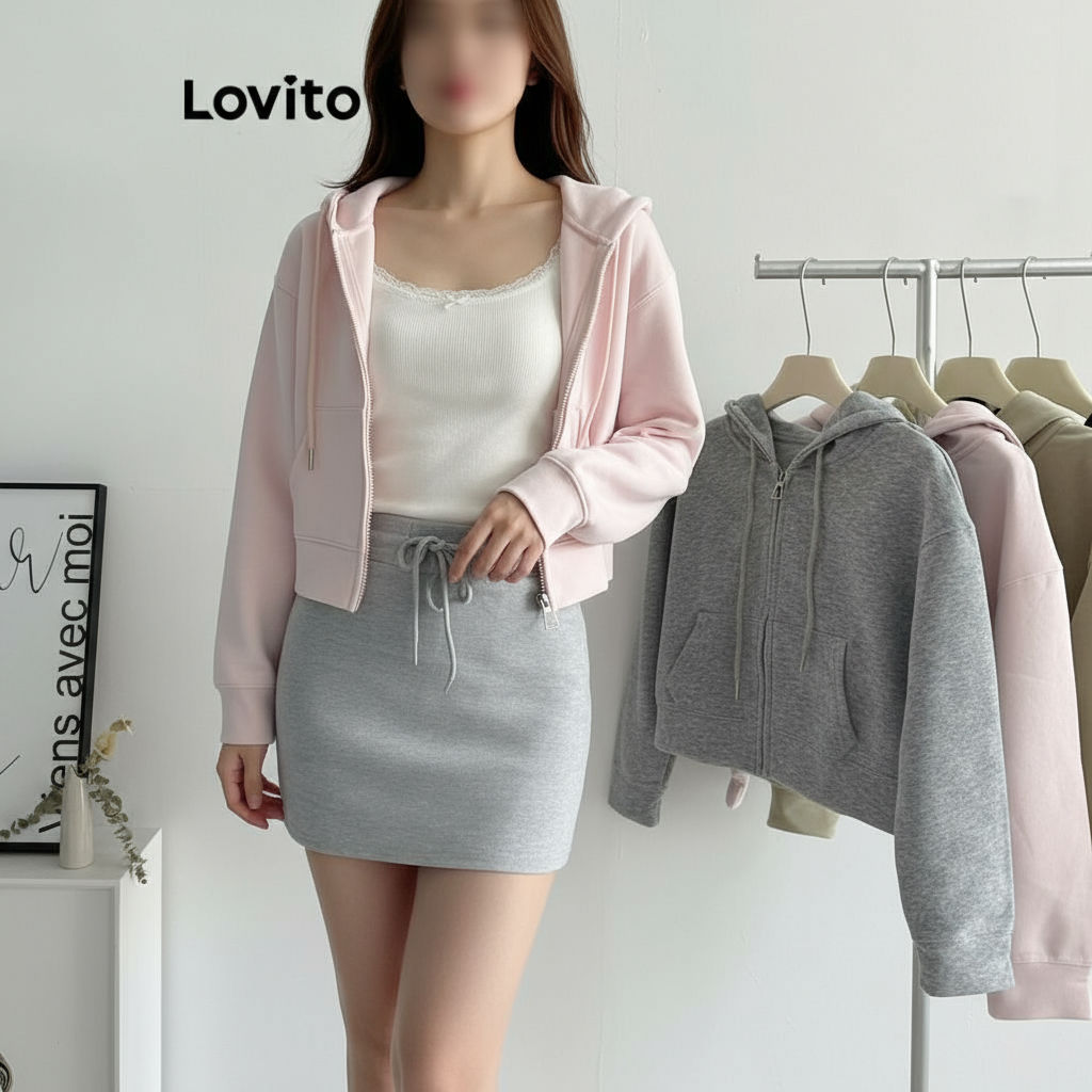 Lovito Jaqueta Feminina Casual de Cordão Liso LNA75075\5 em Oferta na Shopee