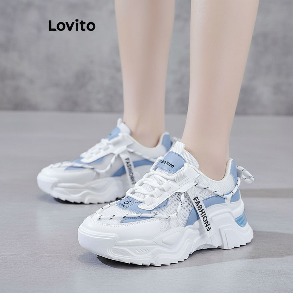 Lovito Tênis esportivos de malha com sola grossa para mulheres LFA60477\6 em Oferta na Shopee