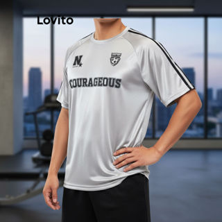 Lovito Blusa Casual Feminina com Estampa de Letras Contrastadas L101AD138 em Oferta na Shopee