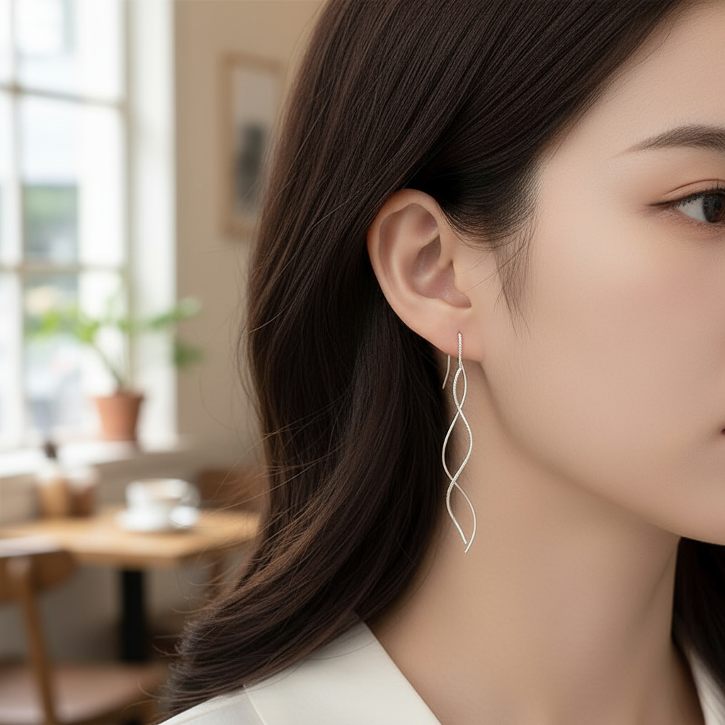  Brincos Elegantes com Borla Ondulada Folheados a Ouro, Joias Delicadas Estilo Coreano para Mulheres