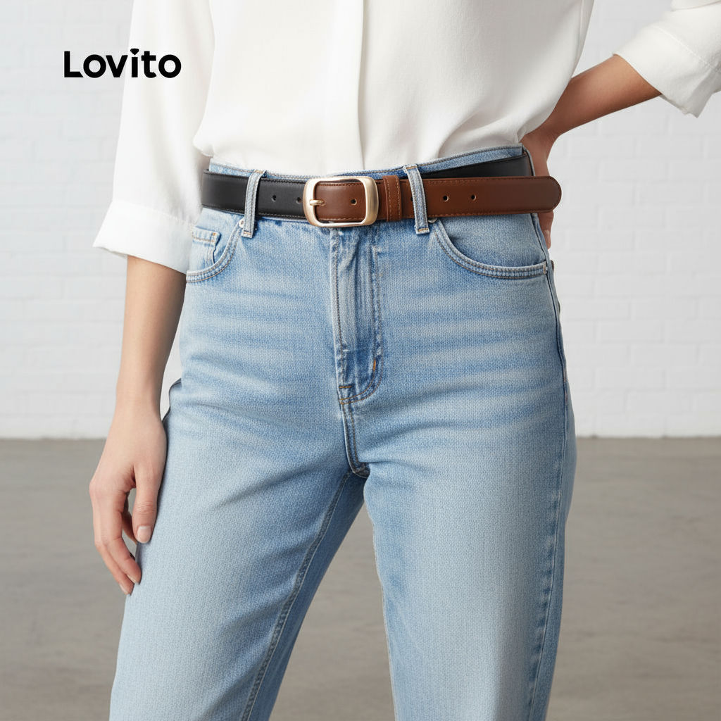 Lovito Cinto Feminino de Metal Elegante para Todas as Estações LFA82319