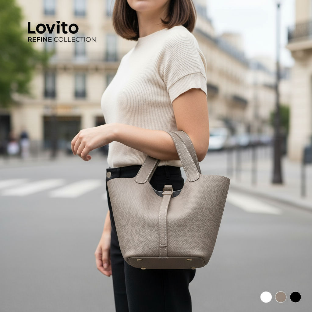 Lovito Refine Bolsa de Ombro Feminina Elegante Grande Capacidade Simples Pequena LFAR11012 em Oferta na Shopee