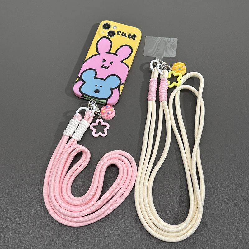  Cordão de telefone transversal ajustável com chaveiro de fita, pulseira e charme para todos os smartphones