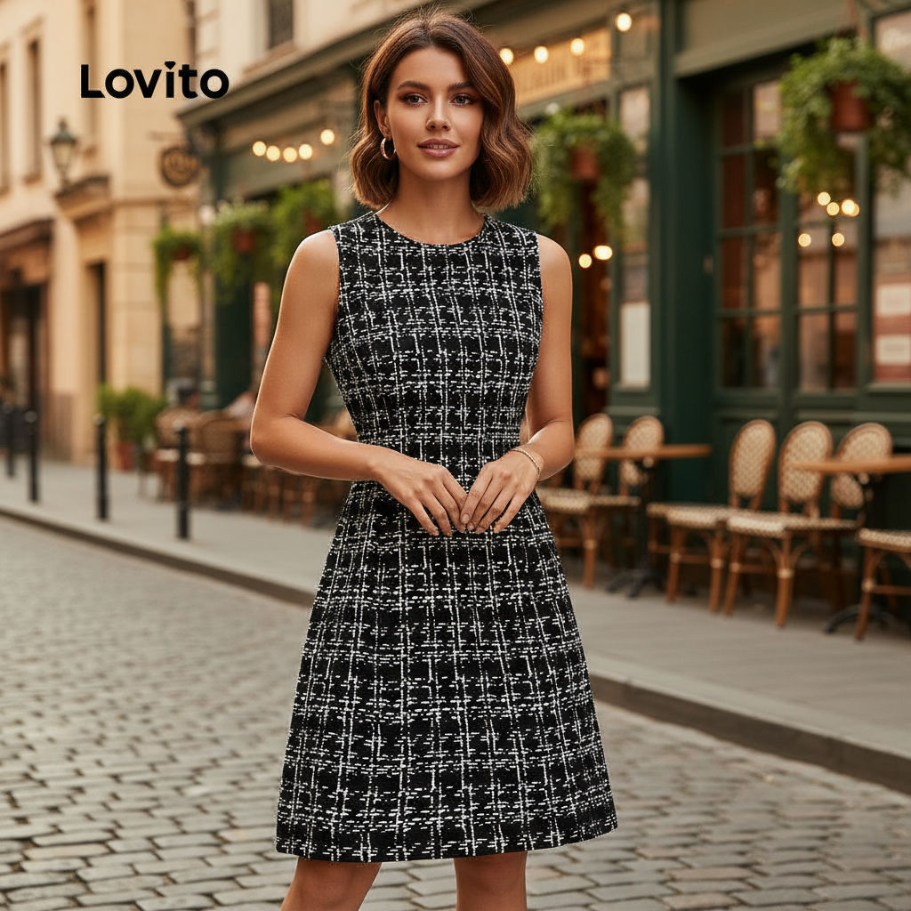 Lovito Vestido Casual de Primavera/verão Preto para mulheres LBL29202\2