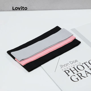 Lovito Faixa de Cabelo Esportiva Lisa e Respirável com Secagem Rápida - L18X682 (Preto/Cinza/Rosa Claro) em Oferta na Shopee