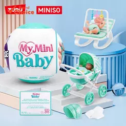 ZURU My Mini Baby conjunto de boneca surpresa | carrinho de bebê multicolorido com bolinhas + canguru de unicórnio +