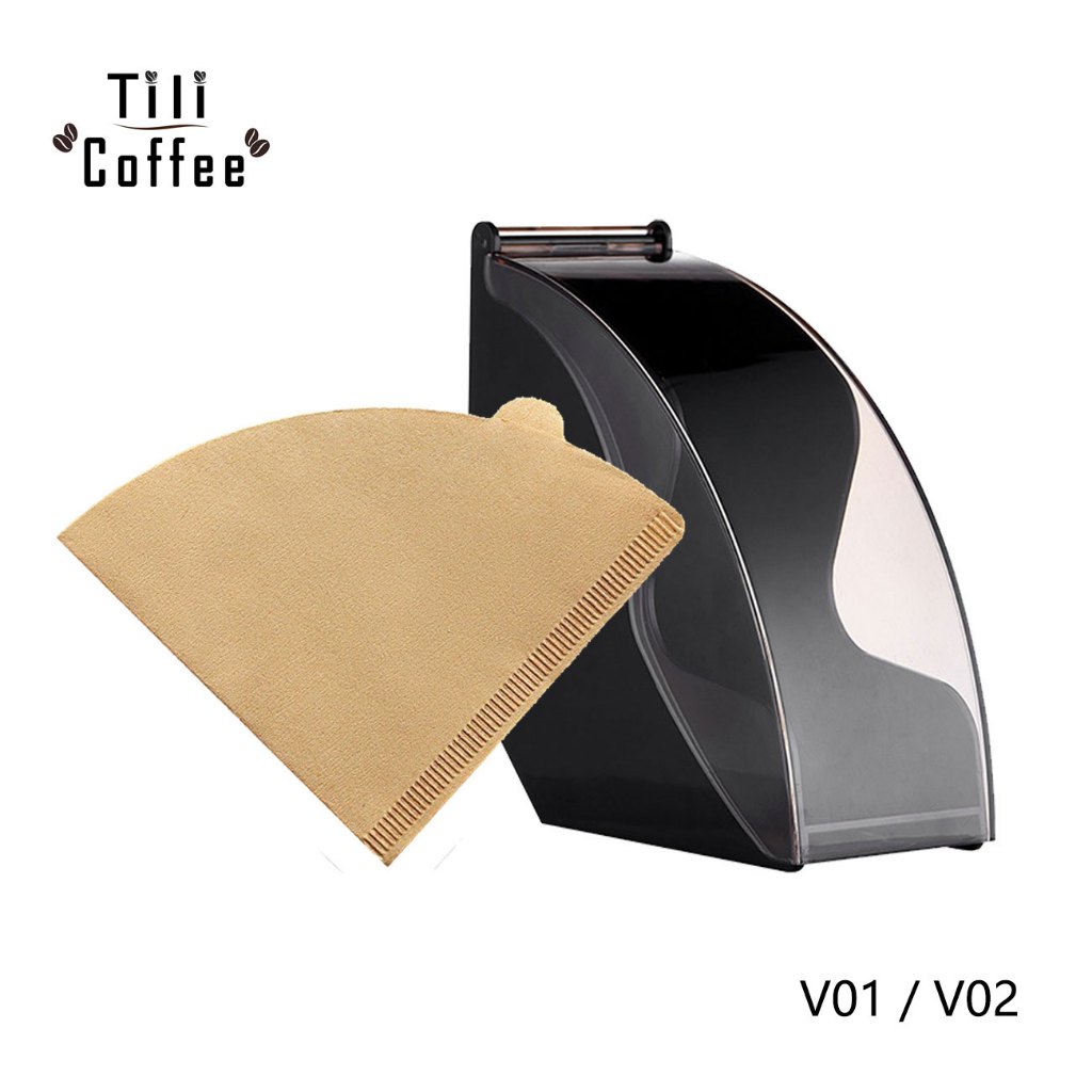 Papel de filtro de café, 100 folhas/caixa, V60, papel filtro para cafeteira, sem alvejante, com caixa acrílica à prova