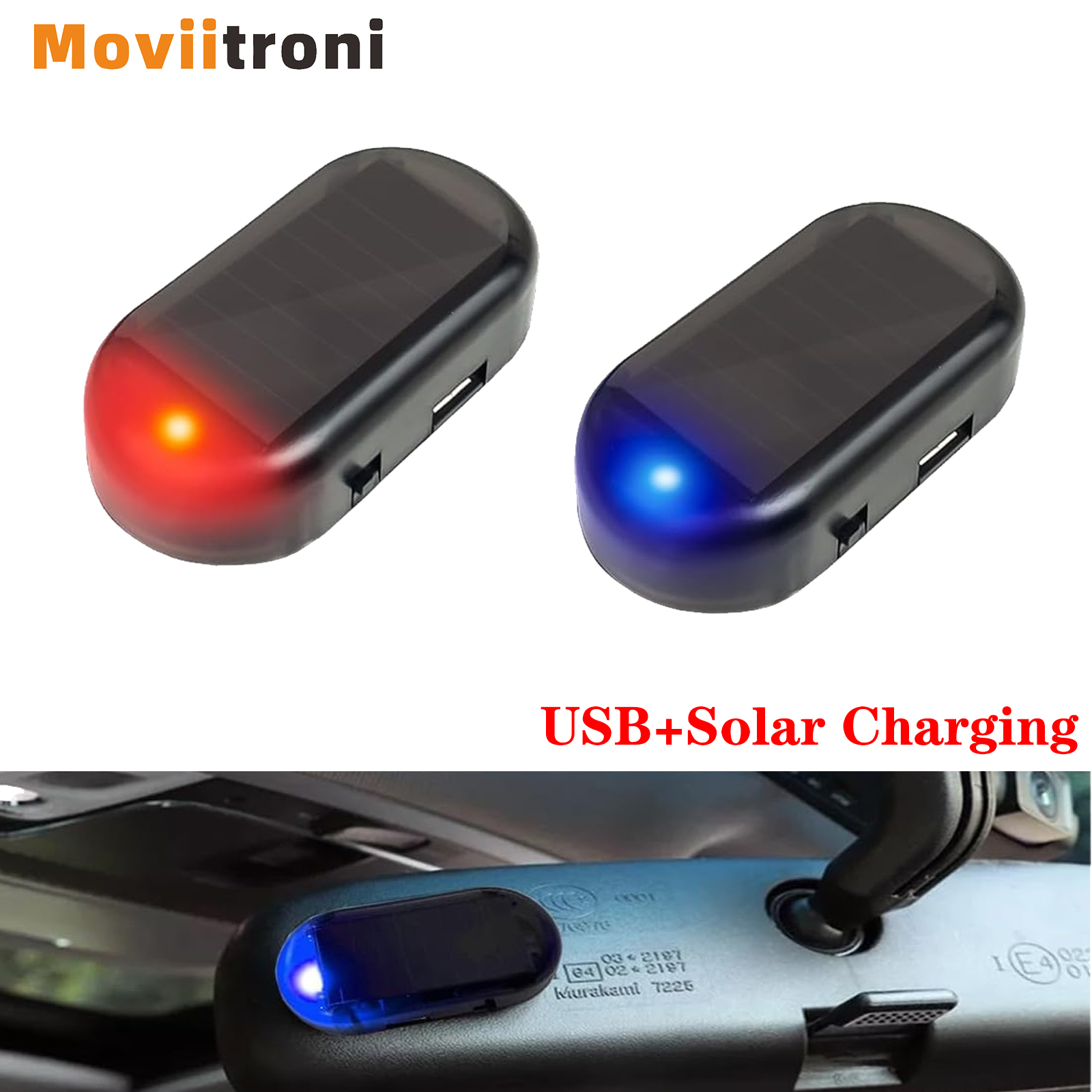 Saimili 2pcs Manequim Solar Alarme De Carro LED Luz De Segurança