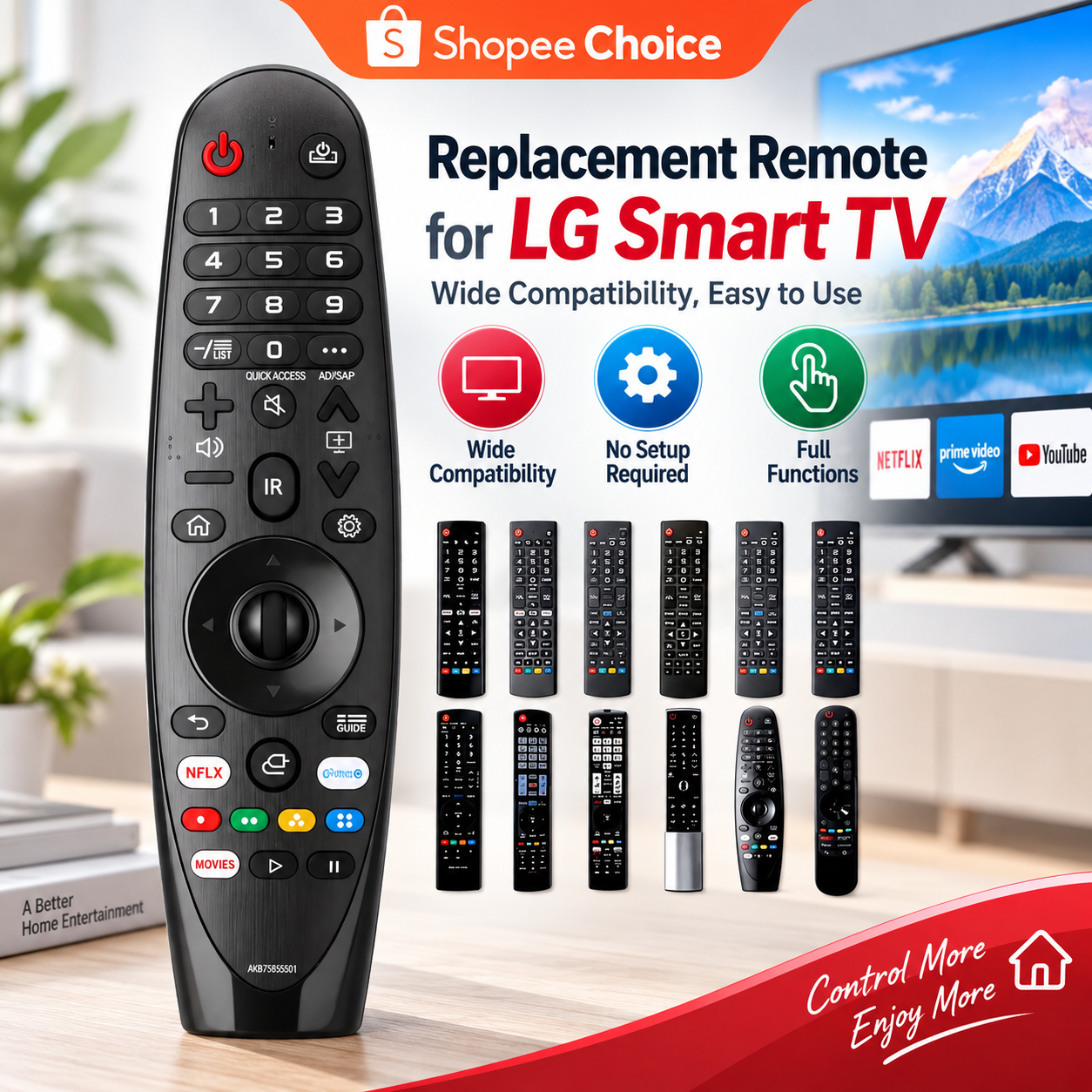 Para TV LG Smart Controle MR20GA - Compatível com modelos de TV LG de 2018 a 2020