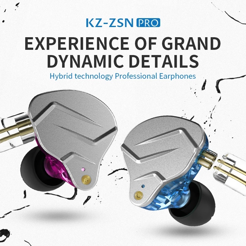 KZ ZSN Pro Fones De Ouvido Intra-Auriculares 1BA + 1DD Híbrido Tecnologia Alta Fidelidade Baixo Metal Esporte Cancelamen — imagem 2 de 2