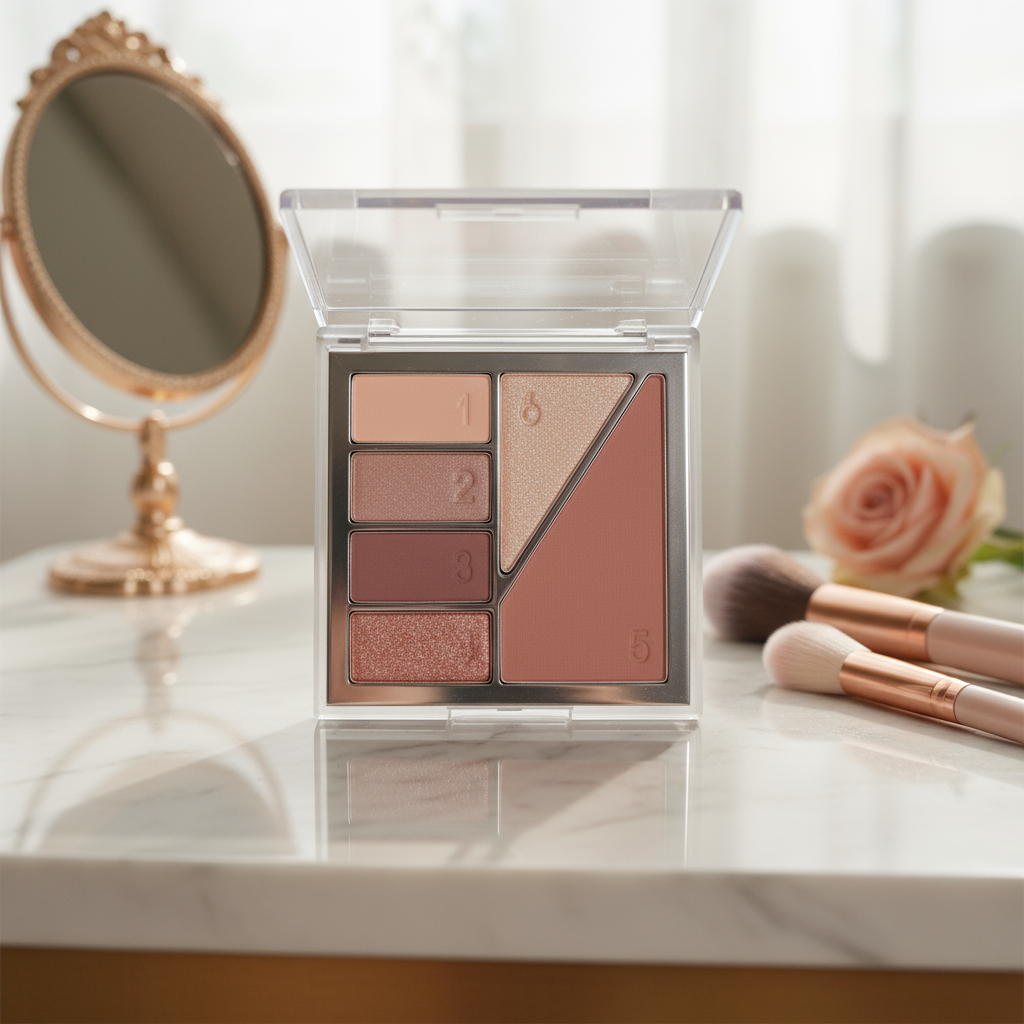 DIKALU Paleta de Maquiagem 6 em 1 com Sombra Brilhante, Terrosa, Iluminador, Blush - Cosmético Estilo INS com Bom