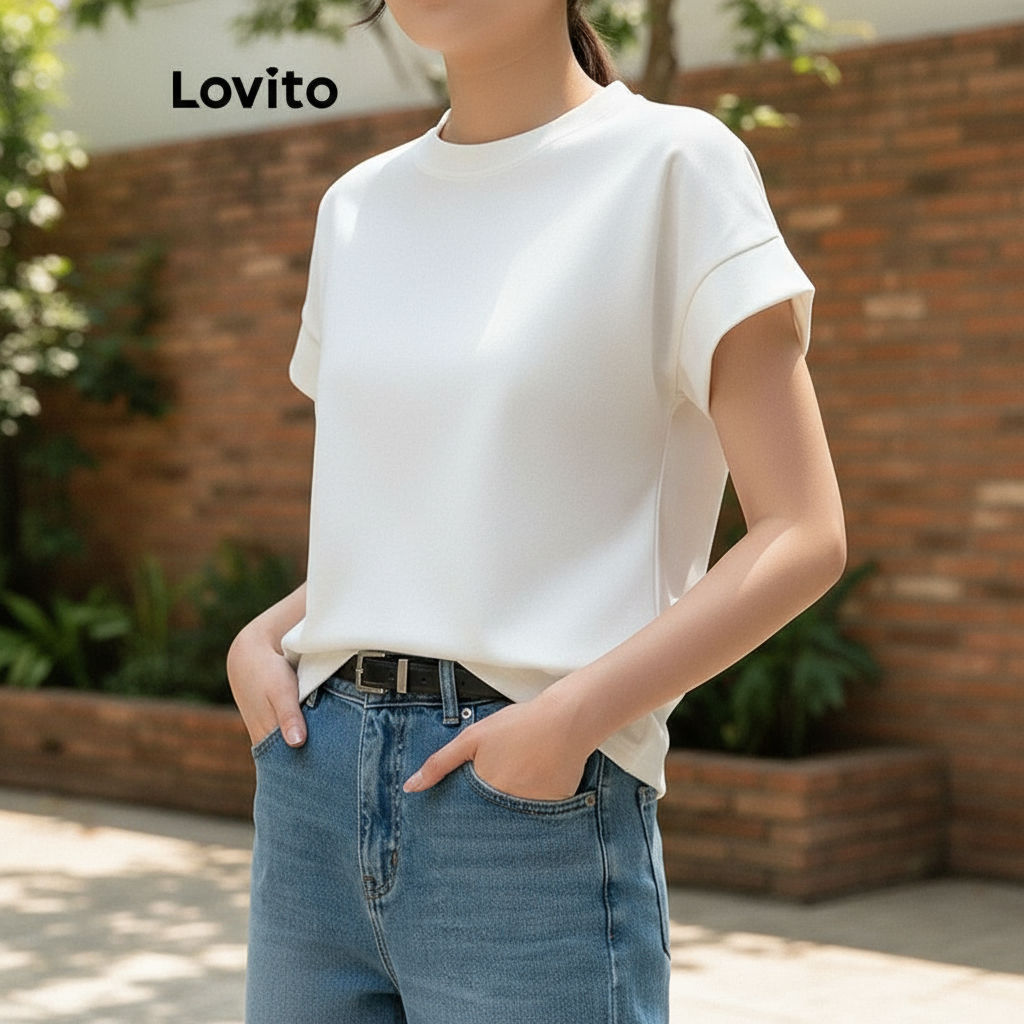Lovito Camiseta Feminina Casual para Verão em Multicolor em Oferta na Shopee
