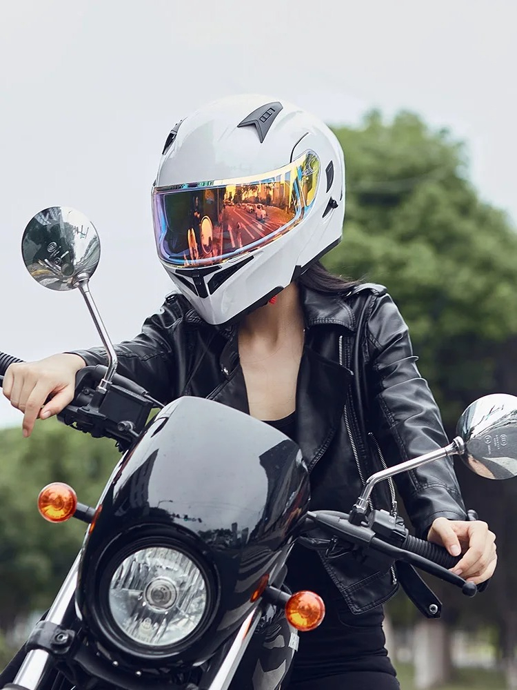 【SAIMILI】 Capacete de Motociclista Integral para Corrida com Dupla Viseira, para Scooters e Motos, Capacetes de Moto DOT