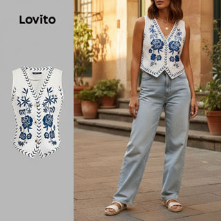 Lovito Blusa Boho com Botões Top Leve e Breathable para Primavera/verão para mulheres L137ED229\1 em Oferta na Shopee
