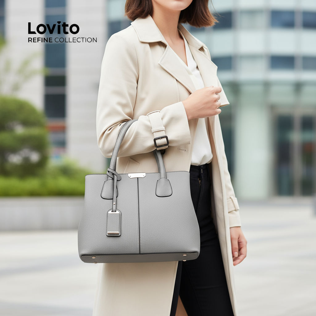 (Lovito Refine) Bolsa avançada elegante e simples gran capacida temperamento e textura para mulheres LFAR6088\2 em Oferta na Shopee