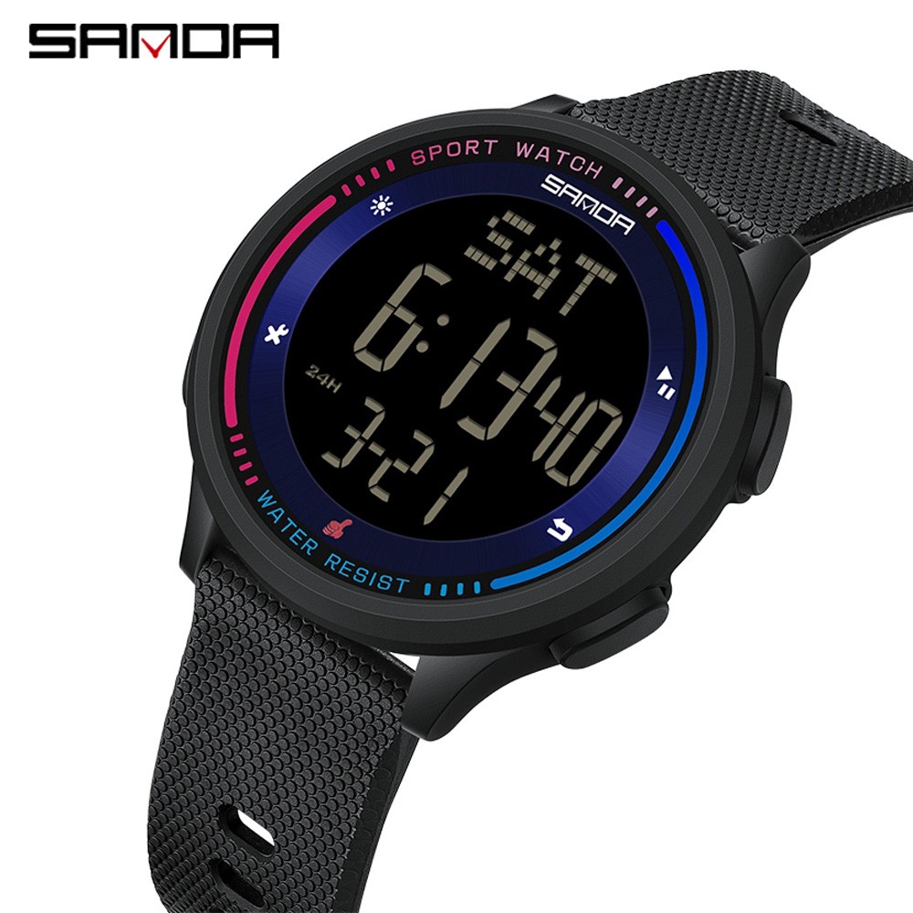 Sanda 6158 Esportes Ultra Finos LED Relógio Digital Tela Grande Moda — imagem 2 de 2