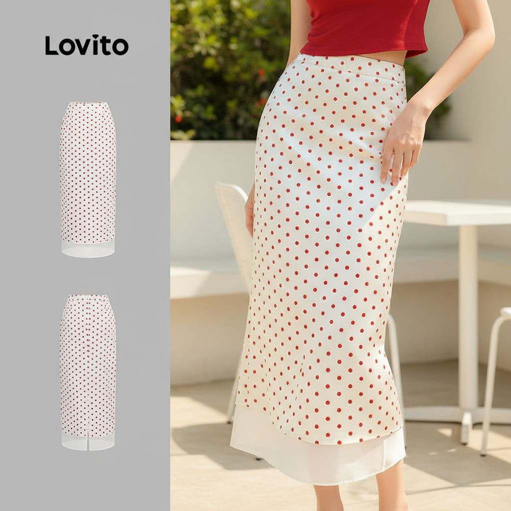 Lovito Saias Femininas 2 Em 1 Casual Em Tecido Branco Para Primavera/Verão L139AD042