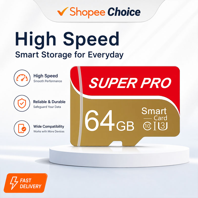 Cartão micro SD/TF Classe 10 de alta velocidade 32 GB, 64 GB, 128 GB compatível com celulares/computadores/câmeras