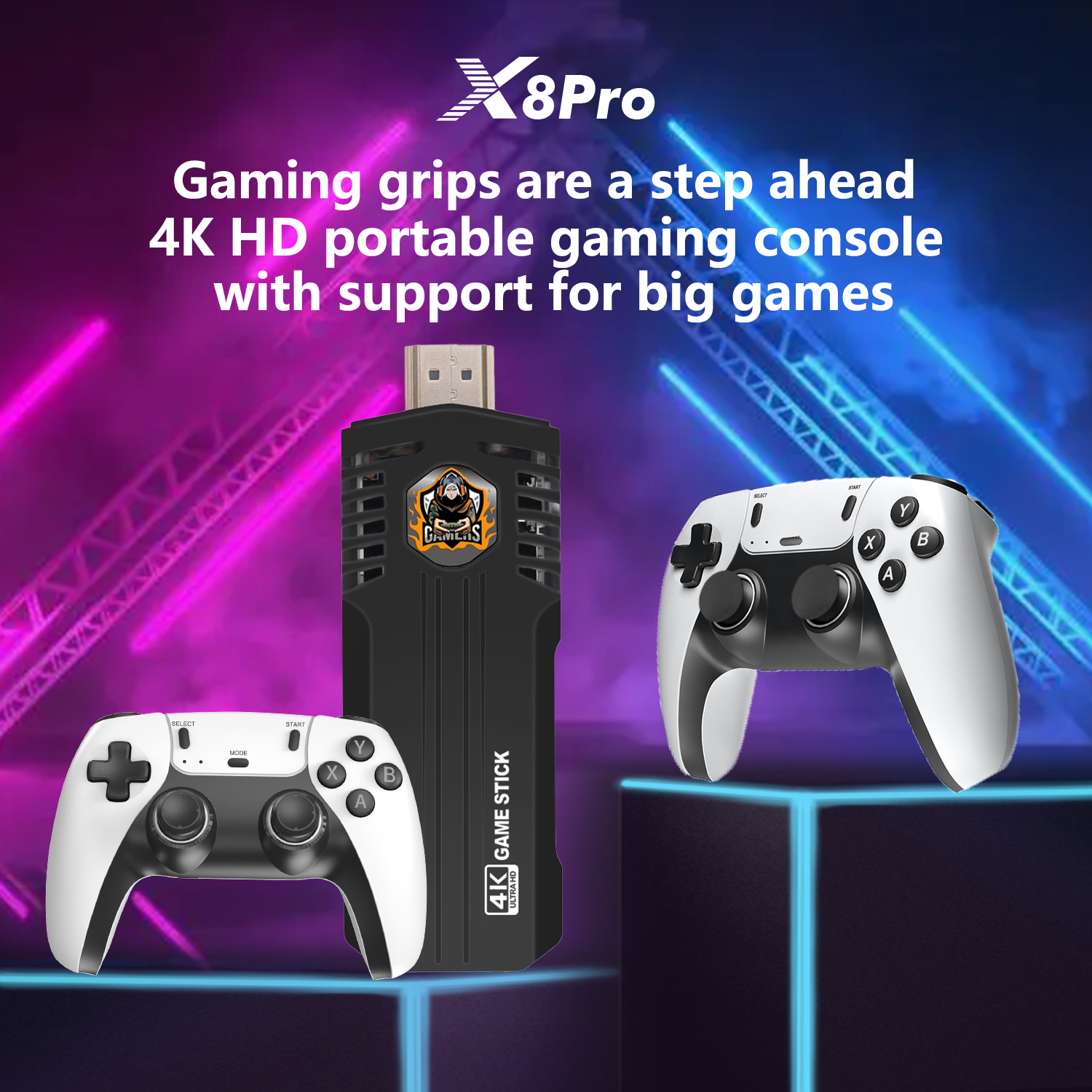 Console de Videogame Retro TV Stick X8 PRO 4K HDMI 64G 30000+ Jogos Clássicos Quad-core 905 Controladores de Jogo Sem