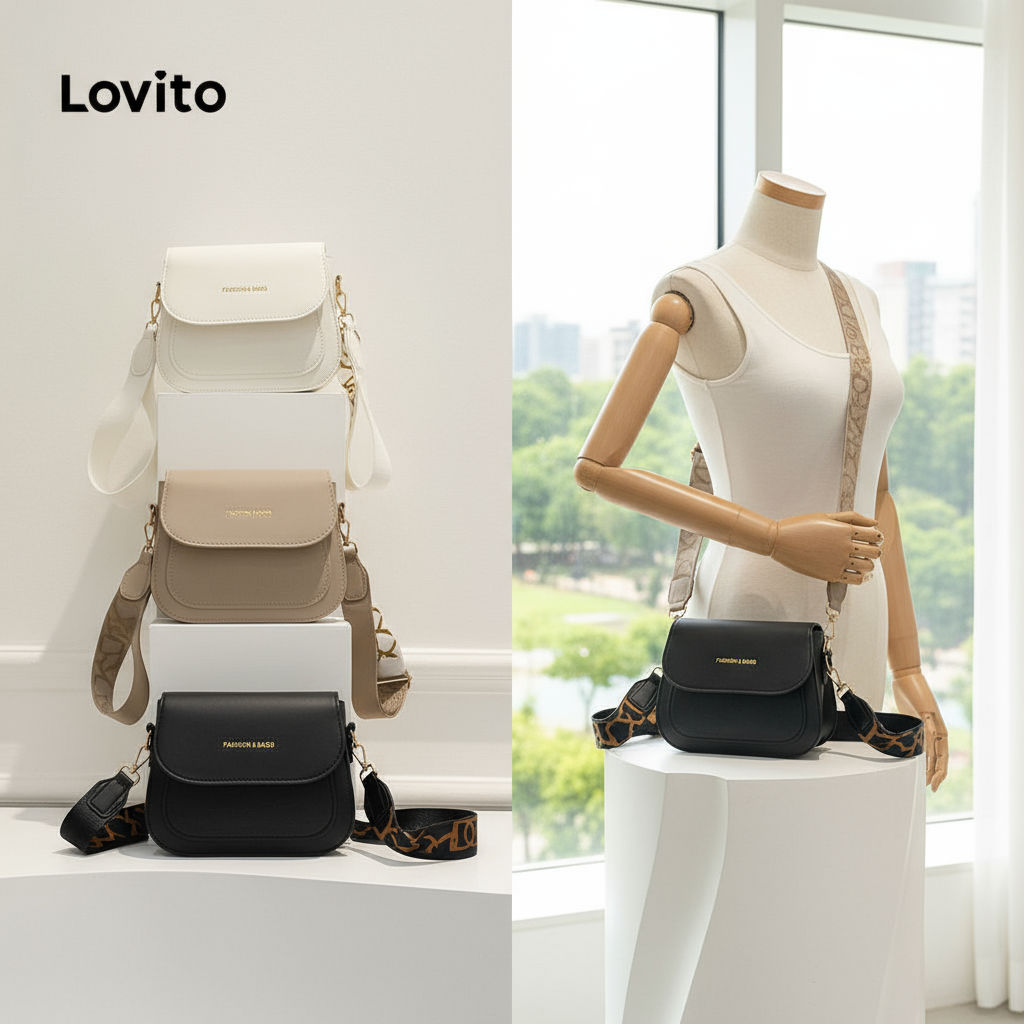Lovito Bolsa de Ombro Pequena Colorblock com Estampa de Carta para Verão, Estilo Casual para Mulheres LFA11383 em Oferta na Shopee