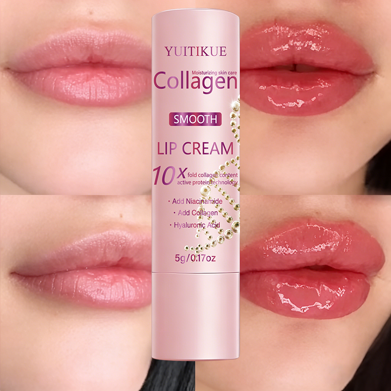 YUITIKUE Colágeno Creme Labial 5G Hidratante Bálsamo Reparação Cuidados Com Os Lábios Secos Para Tratamento Diário